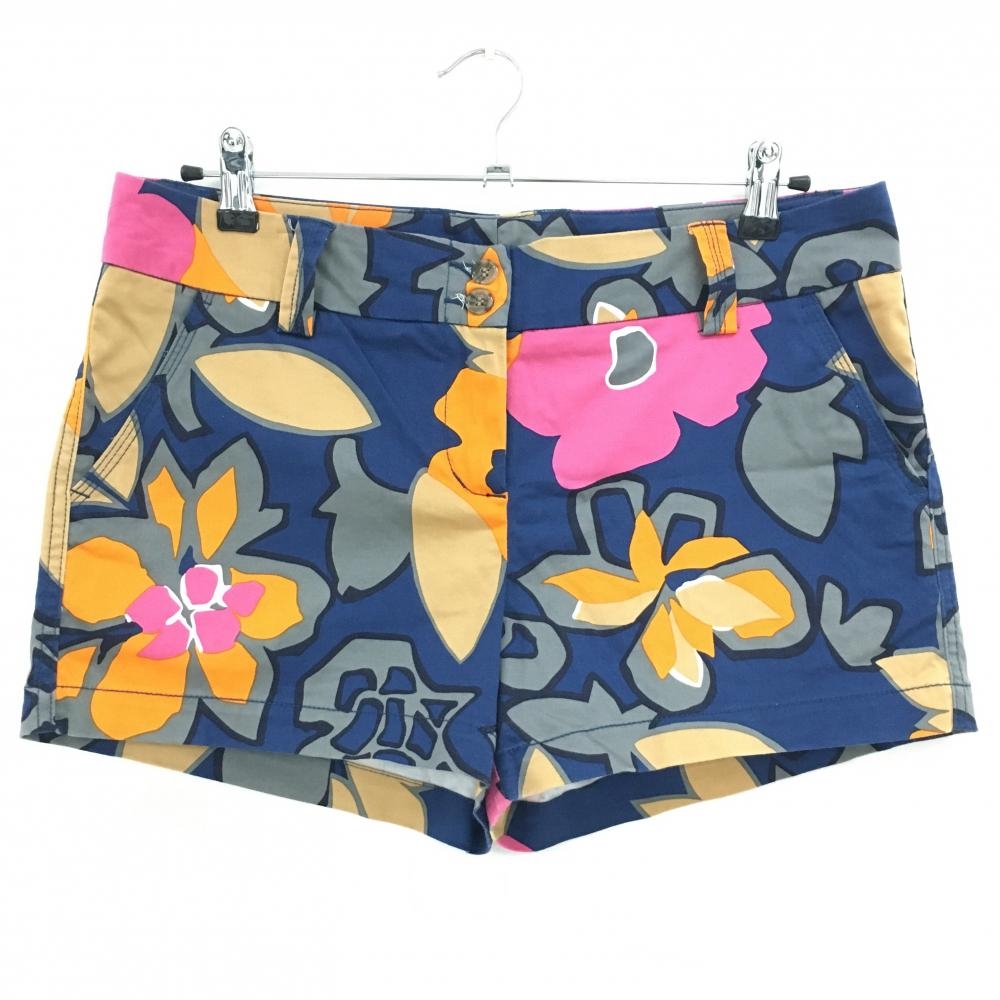 【美品】ラウドマウス ショートパンツ ネイビー×オレンジ 花柄  レディース US-8 ゴルフウェア LOUDMOUTH
