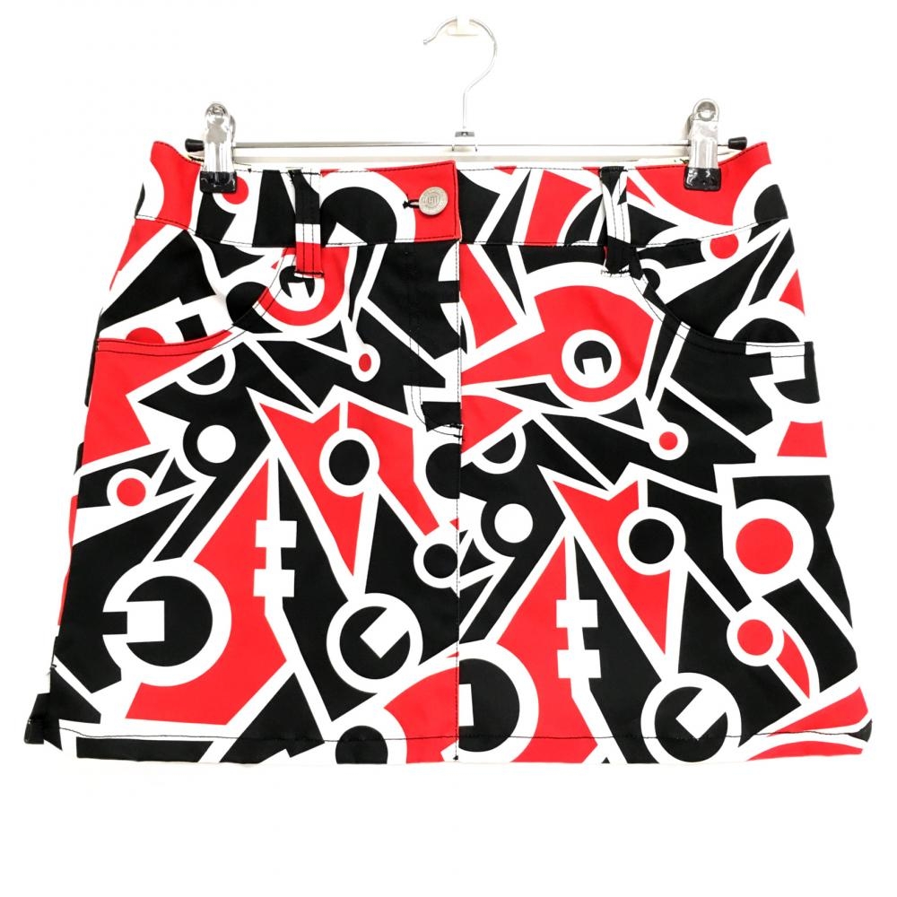 【超美品】ラウドマウス スカート ブラック×レッド キーホールレッドブラック バックロゴ刺しゅう レディース L ゴルフウェア LOUDMOUTH