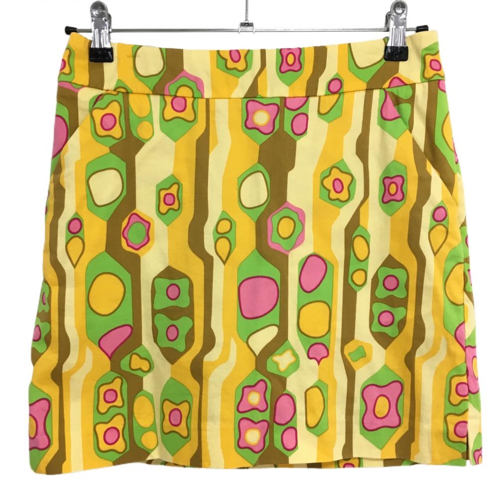 ラウドマウス スカート イエロー×グリーン 総柄 内側インナーパンツ  レディース UK2 ゴルフウェア LOUDMOUTH