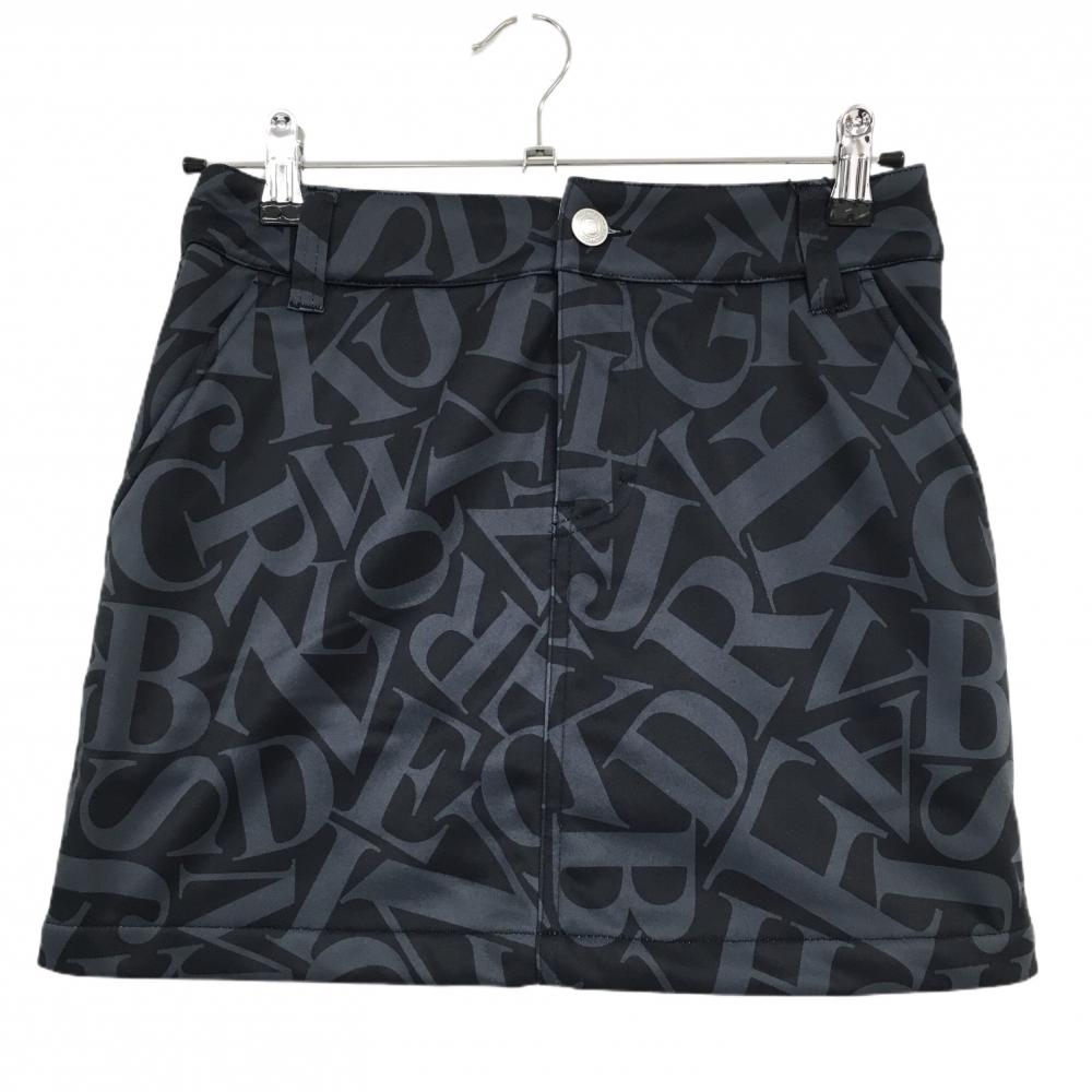 【新品】ラウドマウス スカート 黒×グレー 英字総柄 裏起毛 防風 内側インナーパンツ レディース S ゴルフウェア LOUDMOUTH