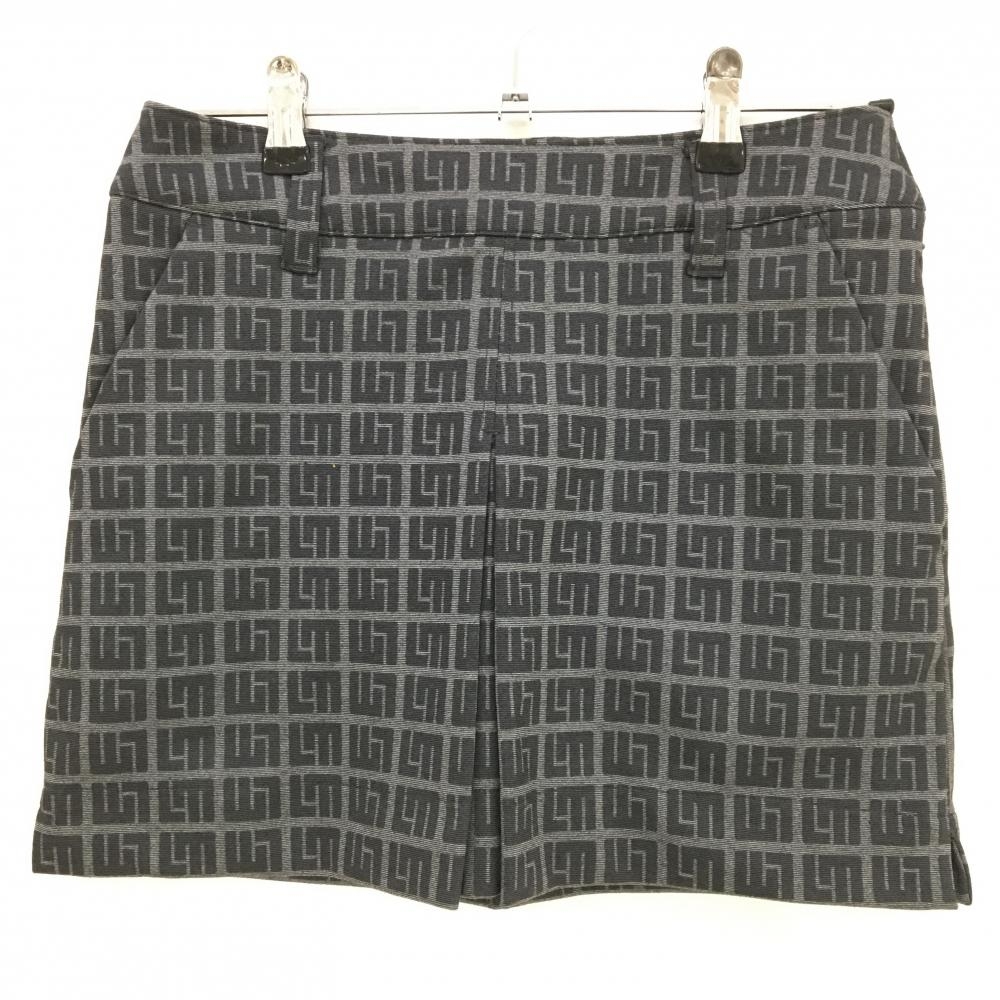 【超美品】ラウドマウス スカート グレー ロゴ総柄 ボックスプリーツ ストレッチ レディース S ゴルフウェア LOUDMOUTH