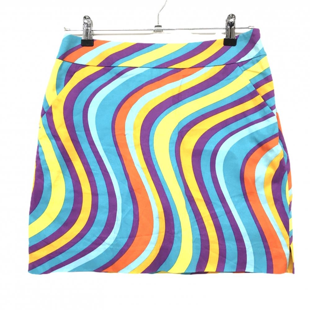 【美品】ラウドマウス スカート パープル×マルチカラー 総柄 内側インナーパンツ レディース US-4(XL) ゴルフウェア LOUDMOUTH