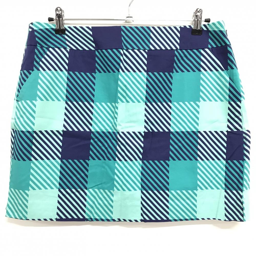 【美品】ラウドマウス スカート ネイビー×グリーン チェック 斜めストライプ   レディース US-12 ゴルフウェア 大きいサイズ LOUDMOUTH