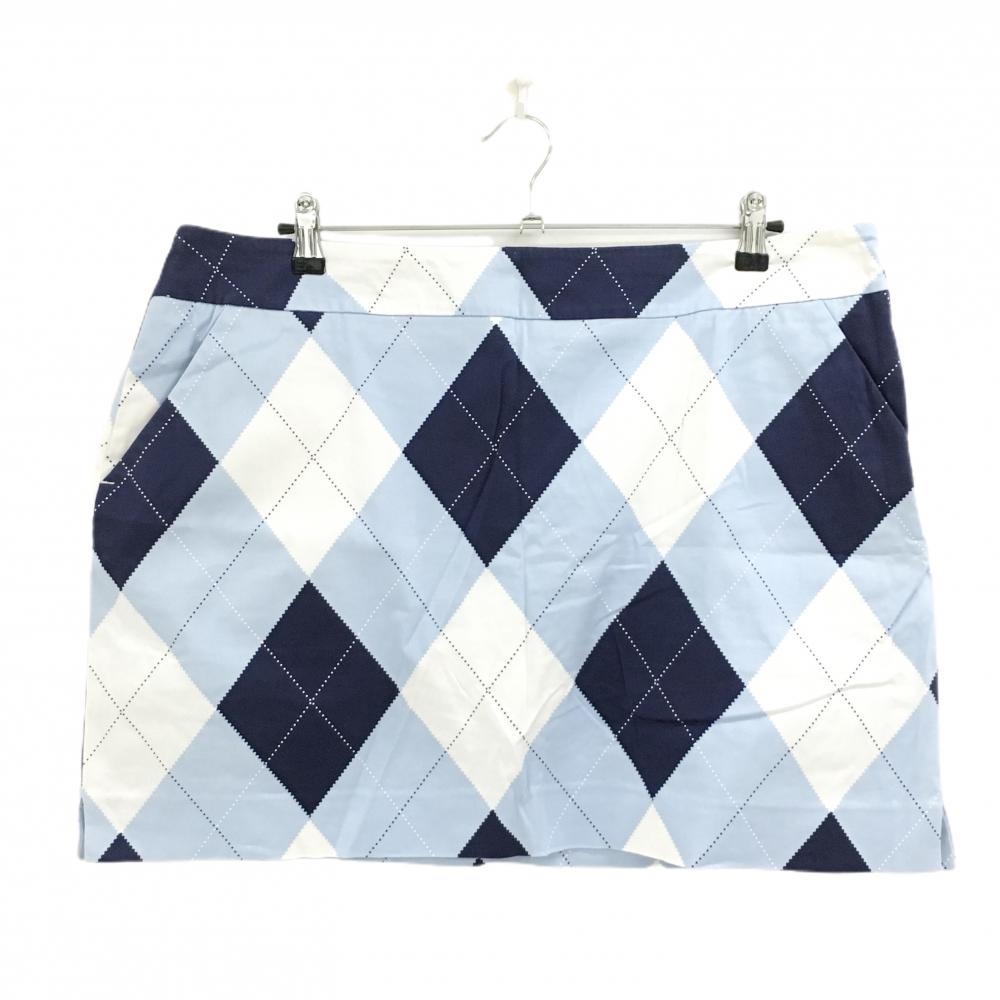 【美品】ラウドマウス スカート ライトブルー×ネイビー アーガイル柄 ロゴ刺しゅう  レディース 12 ゴルフウェア 大きいサイズ LOUDMOUTH