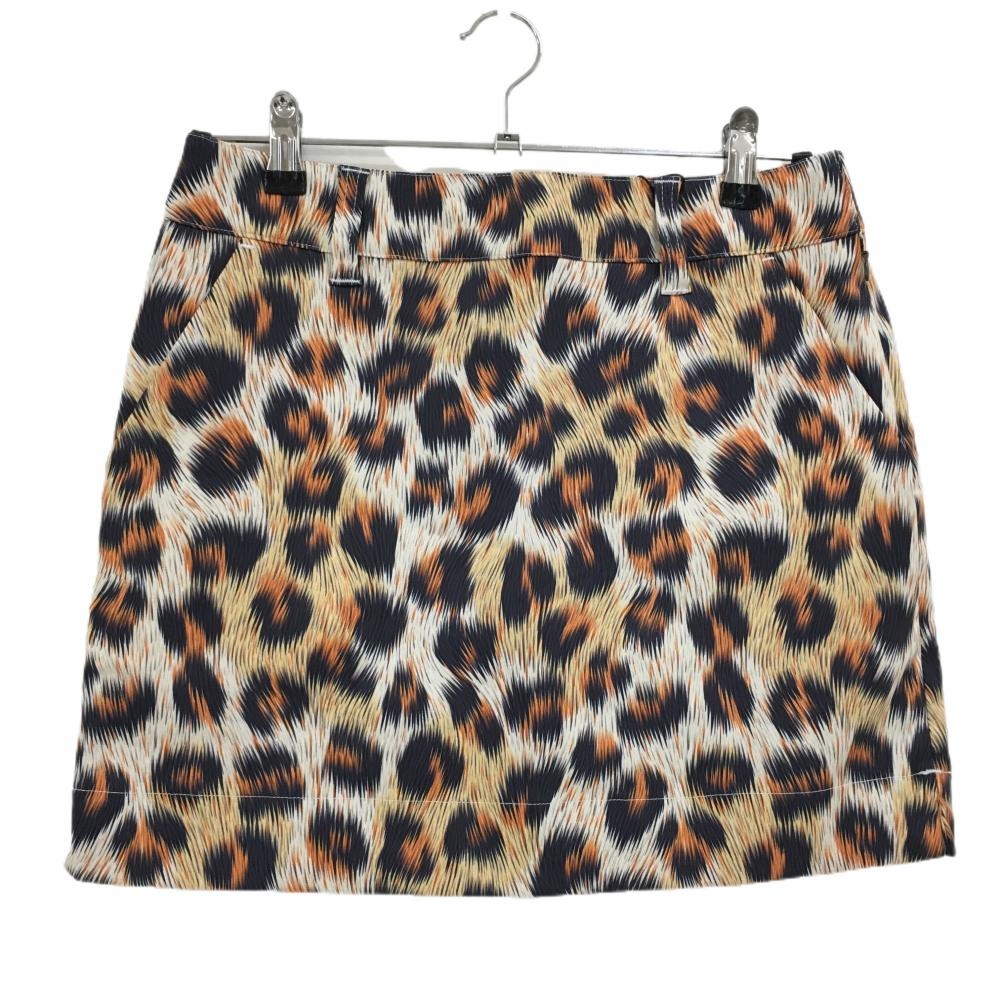【新品】ラウドマウス スカート 黒×オレンジ ファジーレオパード 内側インナーパンツ レディース L ゴルフウェア LOUDMOUTH