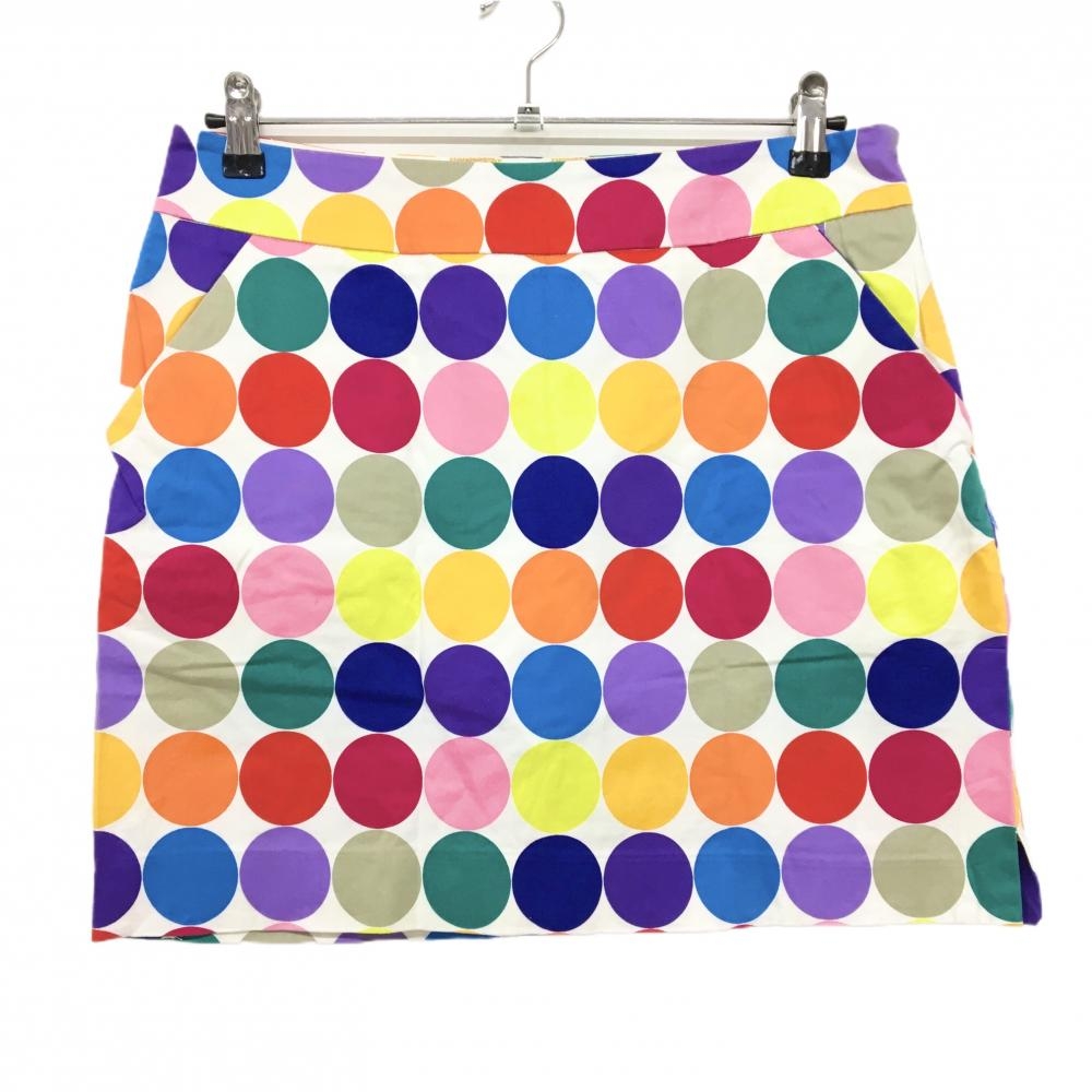 ラウドマウス スカート 白×マルチカラー ドット ディスコボールズホワイト レディース US6 ゴルフウェア LOUDMOUTH