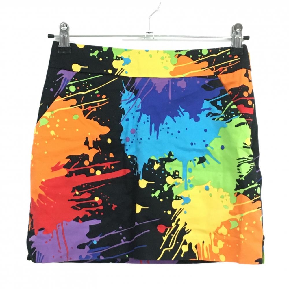 ラウドマウス スカート 黒×マルチカラー ペインティング柄 ブラスターピース  レディース US0 ゴルフウェア LOUDMOUTH