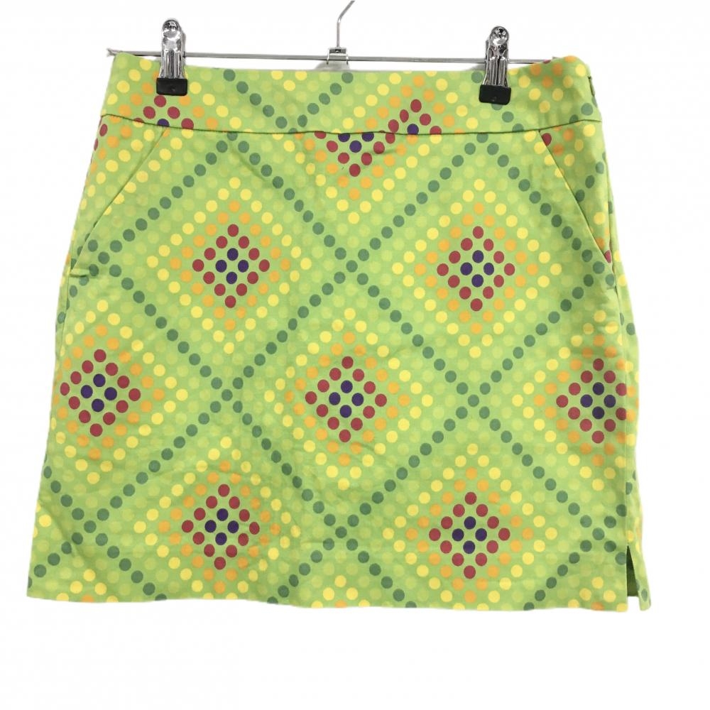 【美品】ラウドマウス スカート ライトグリーン×マルチカラー ドット 内側インナーパンツ レディース US-2 ゴルフウェア LOUDMOUTH