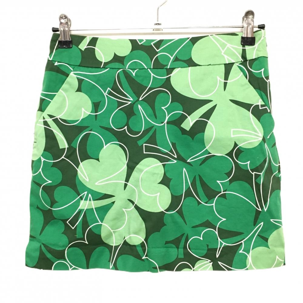 【美品】ラウドマウス スカート グリーン 総柄 クローバー レディース US-2 ゴルフウェア LOUDMOUTH