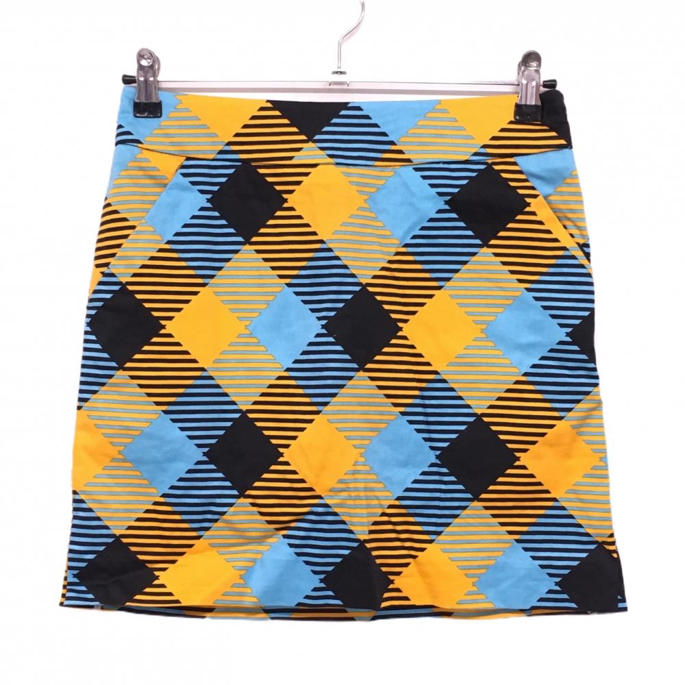 【美品】ラウドマウス スカート オレンジ×ブルー×黒 総柄 内側インナーパンツ レディース US-4 ゴルフウェア LOUDMOUTH