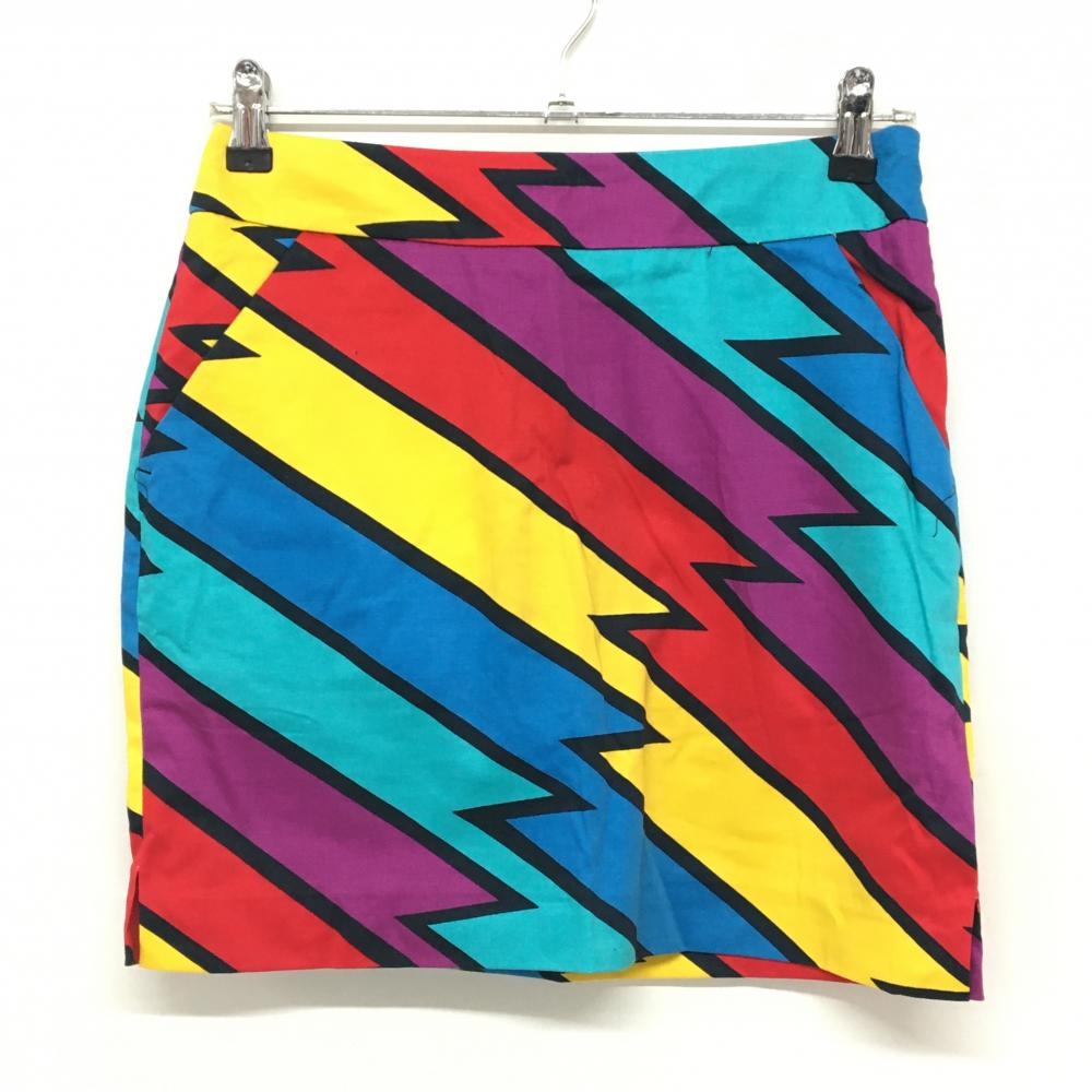 【超美品】ラウドマウス スカート レッド×マルチカラー キャプテンサンダーボルト 総柄 レディース US-2 ゴルフウェア LOUDMOUTH