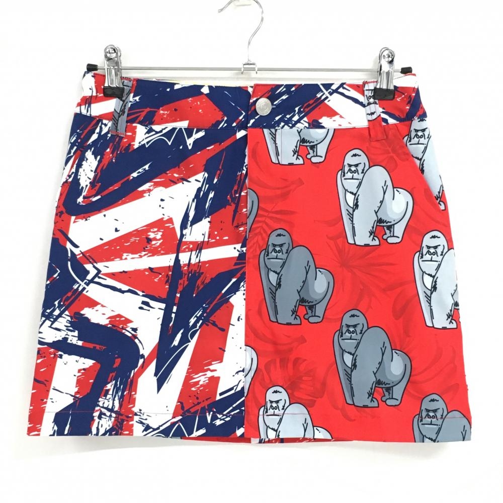 【新品】ラウドマウス スカート レッド×グレー×ネイビー 総柄 レディース M ゴルフウェア LOUDMOUTH