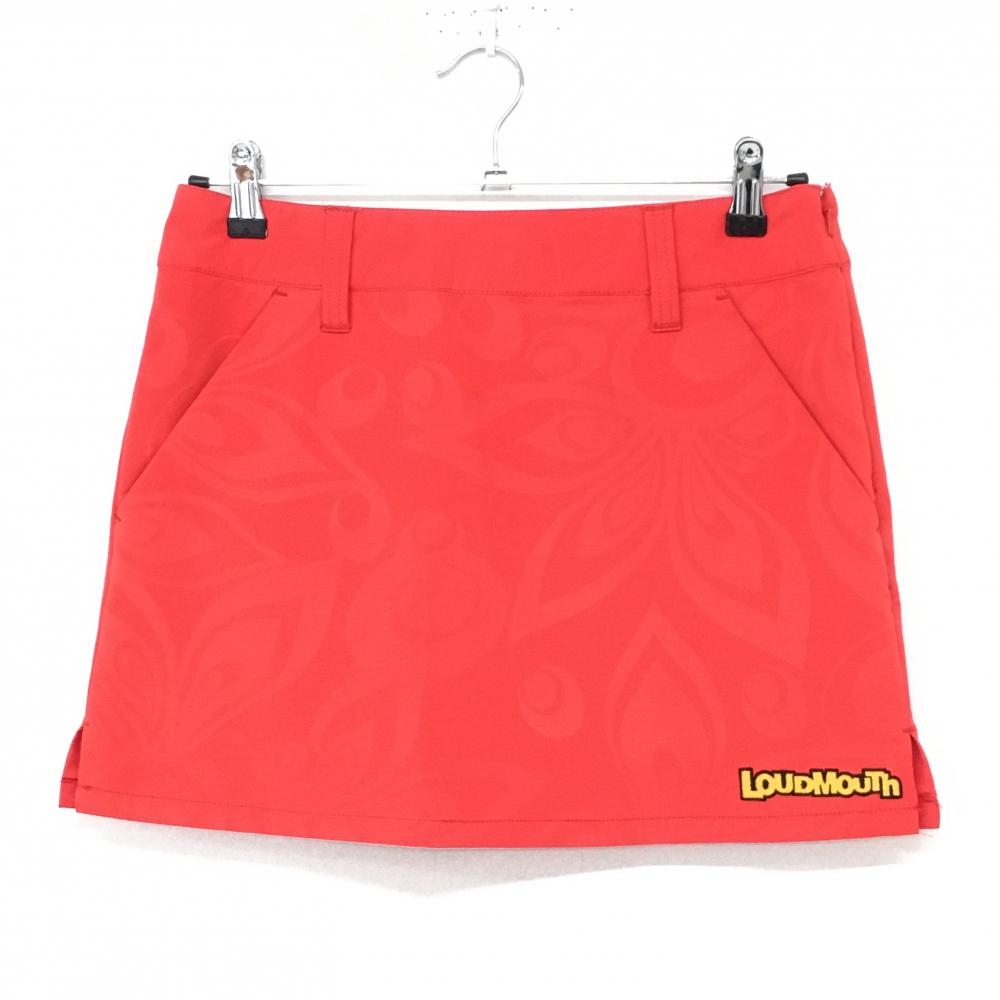 【美品】ラウドマウス スカート レッド シャガデリック地模様 バックロゴ レディース M ゴルフウェア LOUDMOUTH