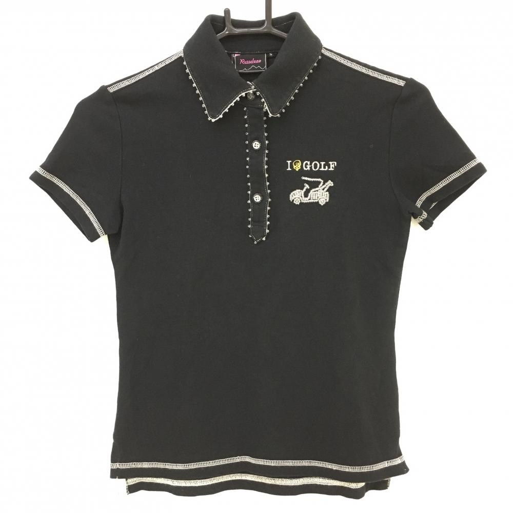 ラッセルノ 半袖ポロシャツ 黒 ビーズ レディース S ゴルフウェア RUSSELUNO 画像