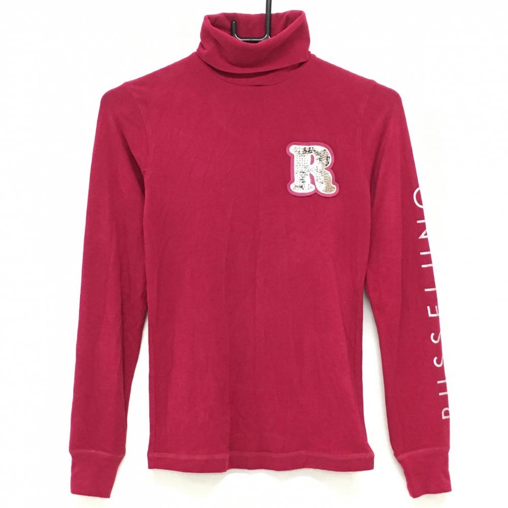 ラッセルノ 長袖ハイネックシャツ レッド系 スパンコール 微起毛 レディース 1(M) ゴルフウェア RUSSELUNO