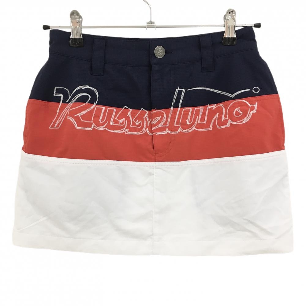 【美品】ラッセルノ スカート ネイビー×レッド×白 ルチャ トリコロール 内側インナーパンツ レディース 0 ゴルフウェア RUSSELUNO