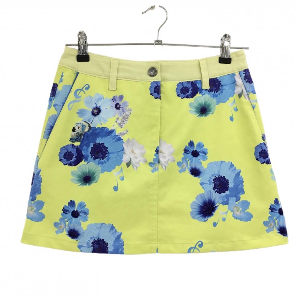 【美品】ラッセルノ スカート イエロー系×ブルー 花柄 内側インナーパンツ  レディース 0(S) ゴルフウェア RUSSELUNO