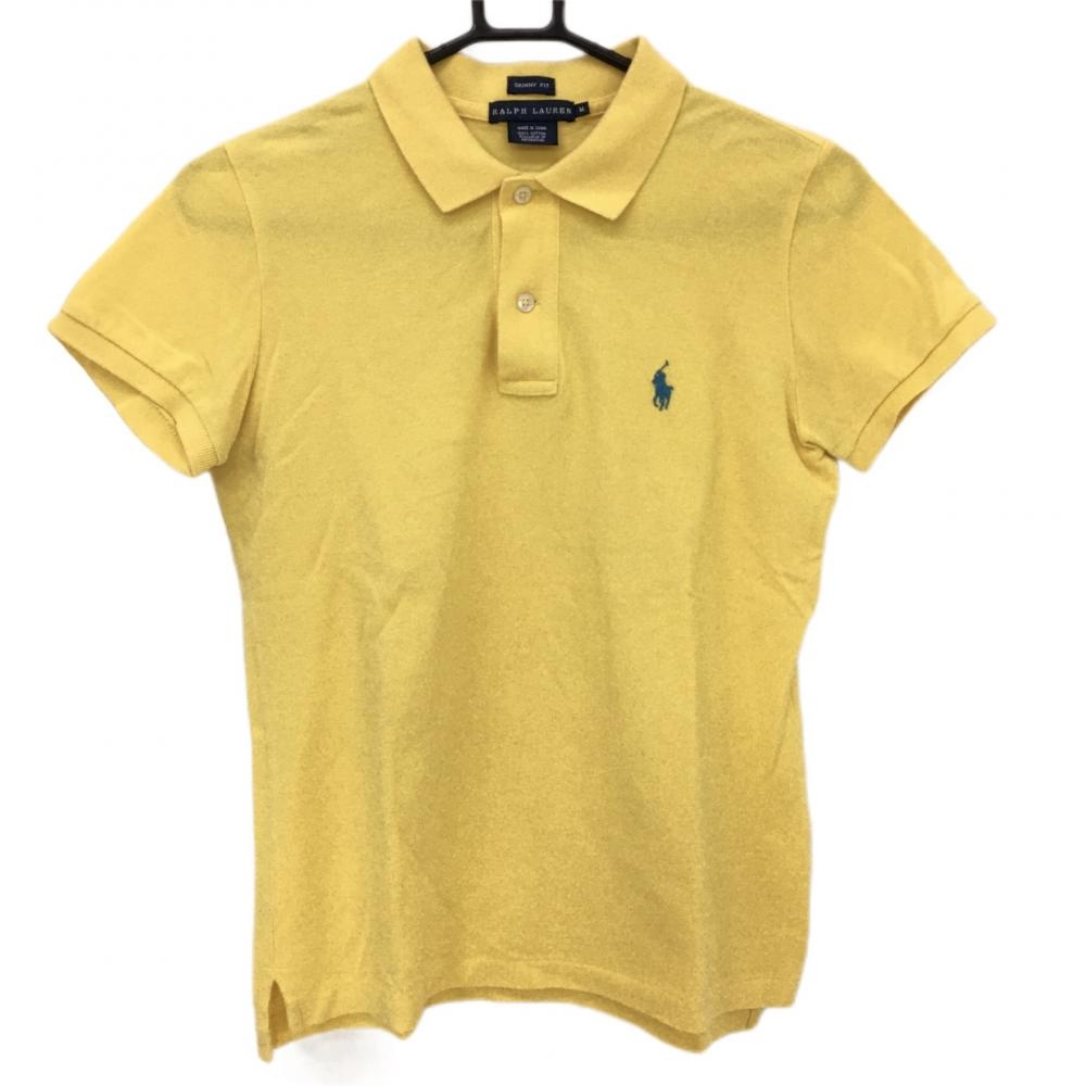 ラルフローレン 半袖ポロシャツ イエロー ポニー刺しゅうブルー レディース Ｍ ゴルフウェア Ralph Lauren 画像