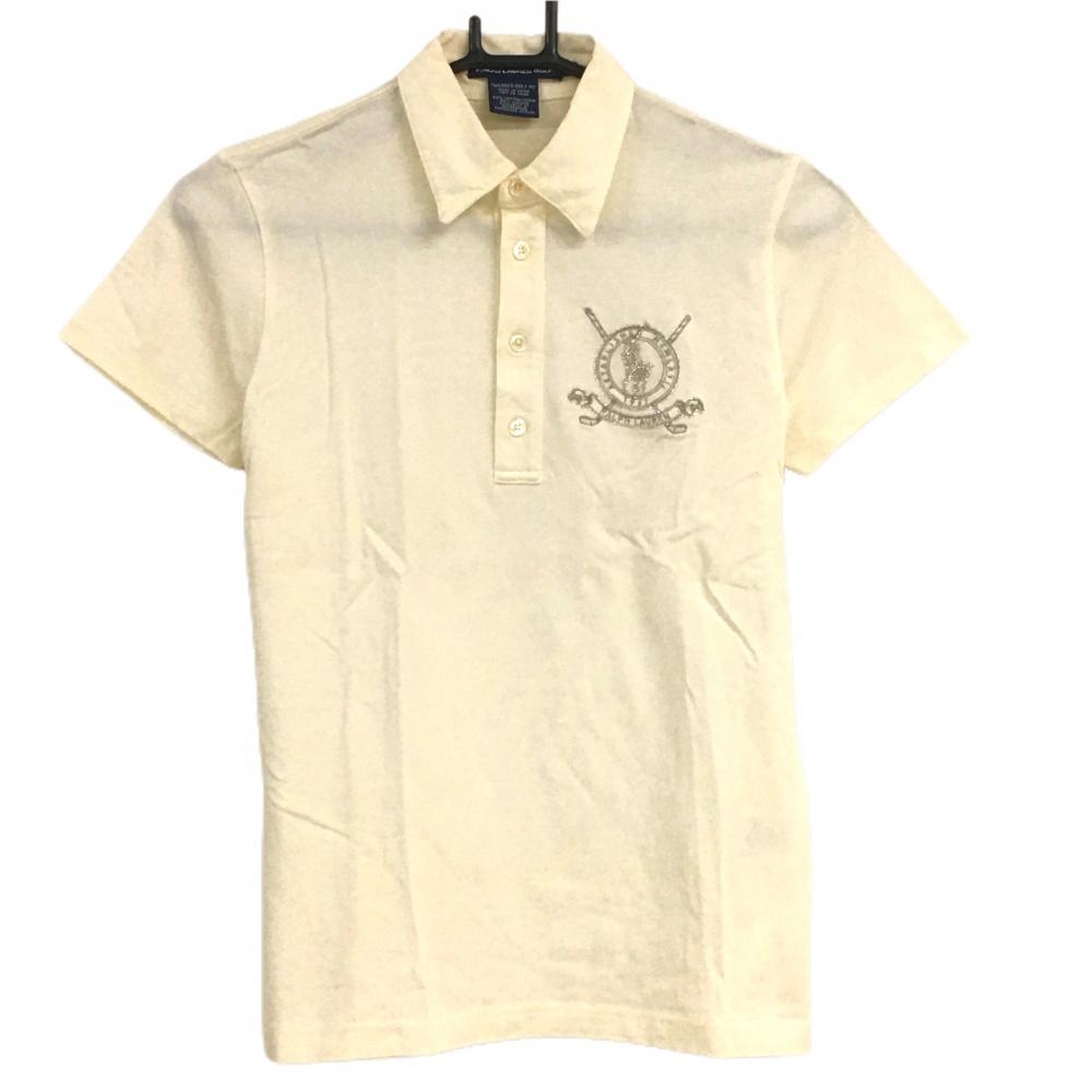 ラルフローレン 半袖ポロシャツ アイボリー 胸元ビーズロゴ レディース M ゴルフウェア Ralph Lauren