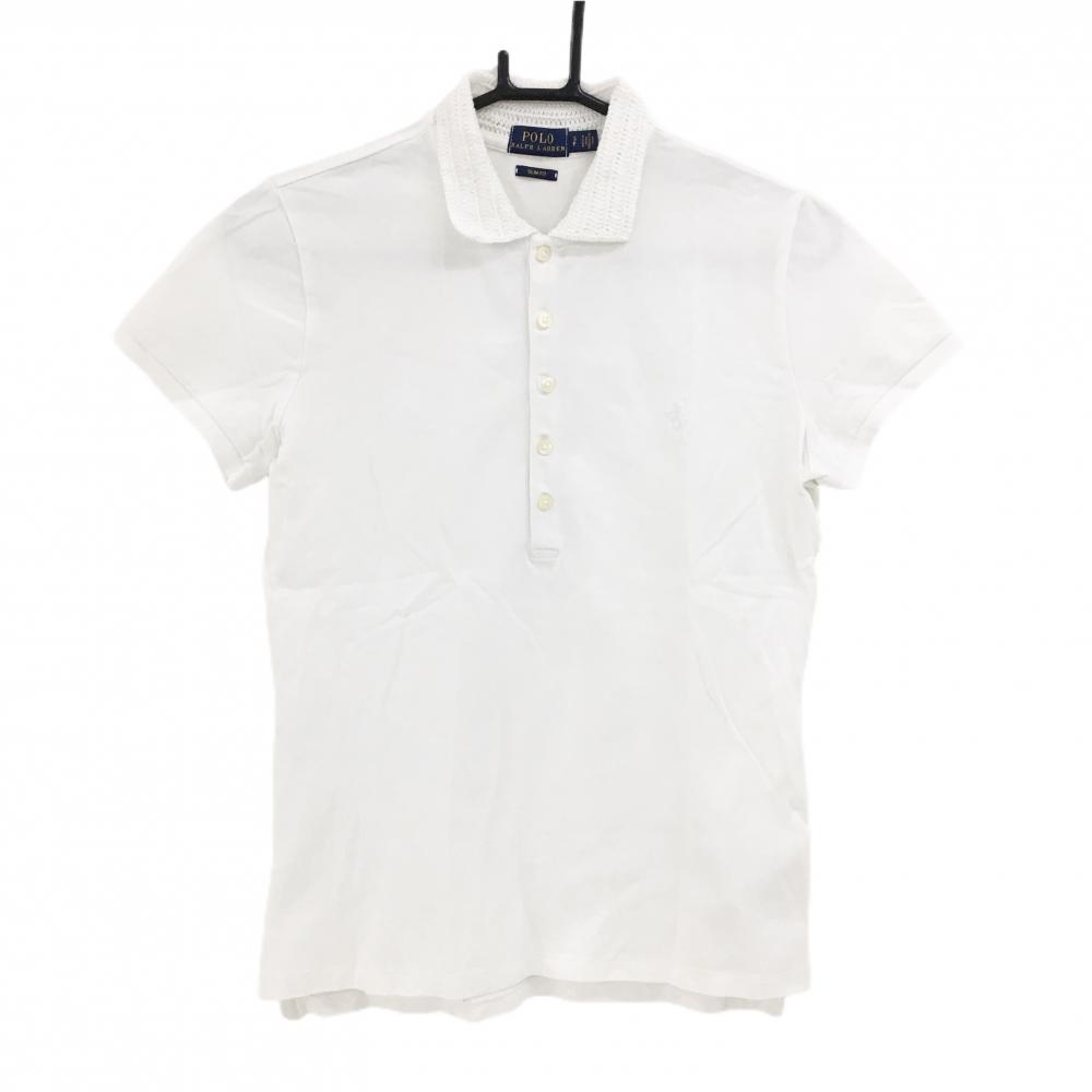 ポロラルフローレン 半袖ポロシャツ 白 襟ニット ポニー刺しゅう レディース SP ゴルフウェア Ralph Lauren