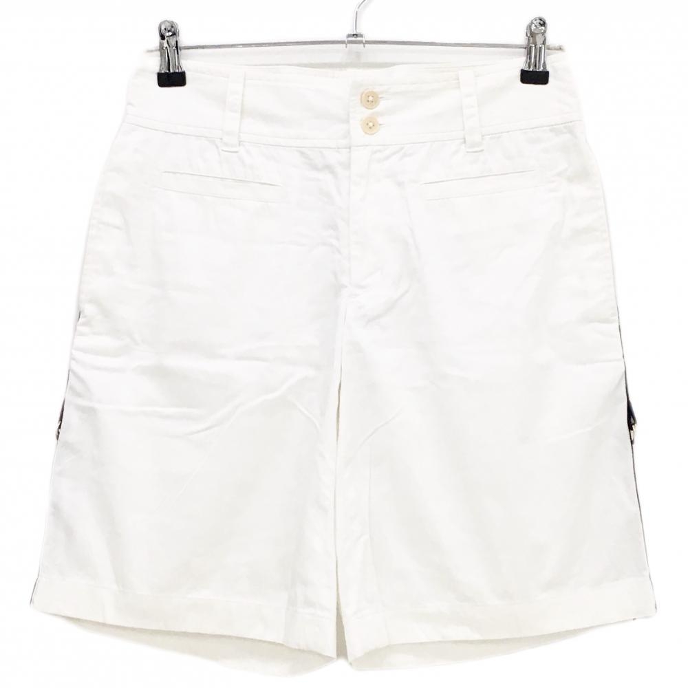 【美品】ラルフローレンゴルフ ハーフパンツ 白×ネイビー サイドライン レディース 9(M) ゴルフウェア Ralph Lauren