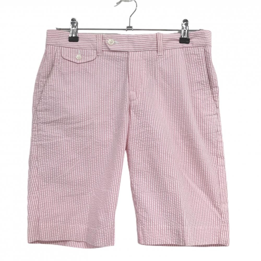 ラルフローレンゴルフ ハーフパンツ ピンク×白 ストライプ サッカー生地 レディース 9 ゴルフウェア Ralph Lauren