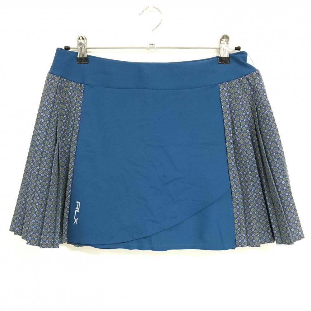 【新品】RLXラルフローレン スカート ネイビー×ピンク系 サイド総柄・プリーツ  レディース M・165/74A ゴルフウェア Ralph Lauren