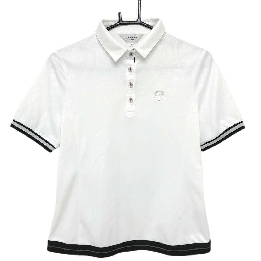 ランバンスポール 半袖ポロシャツ 白 総柄地模様 レディース 38(M) ゴルフウェア LANVIN SPORT