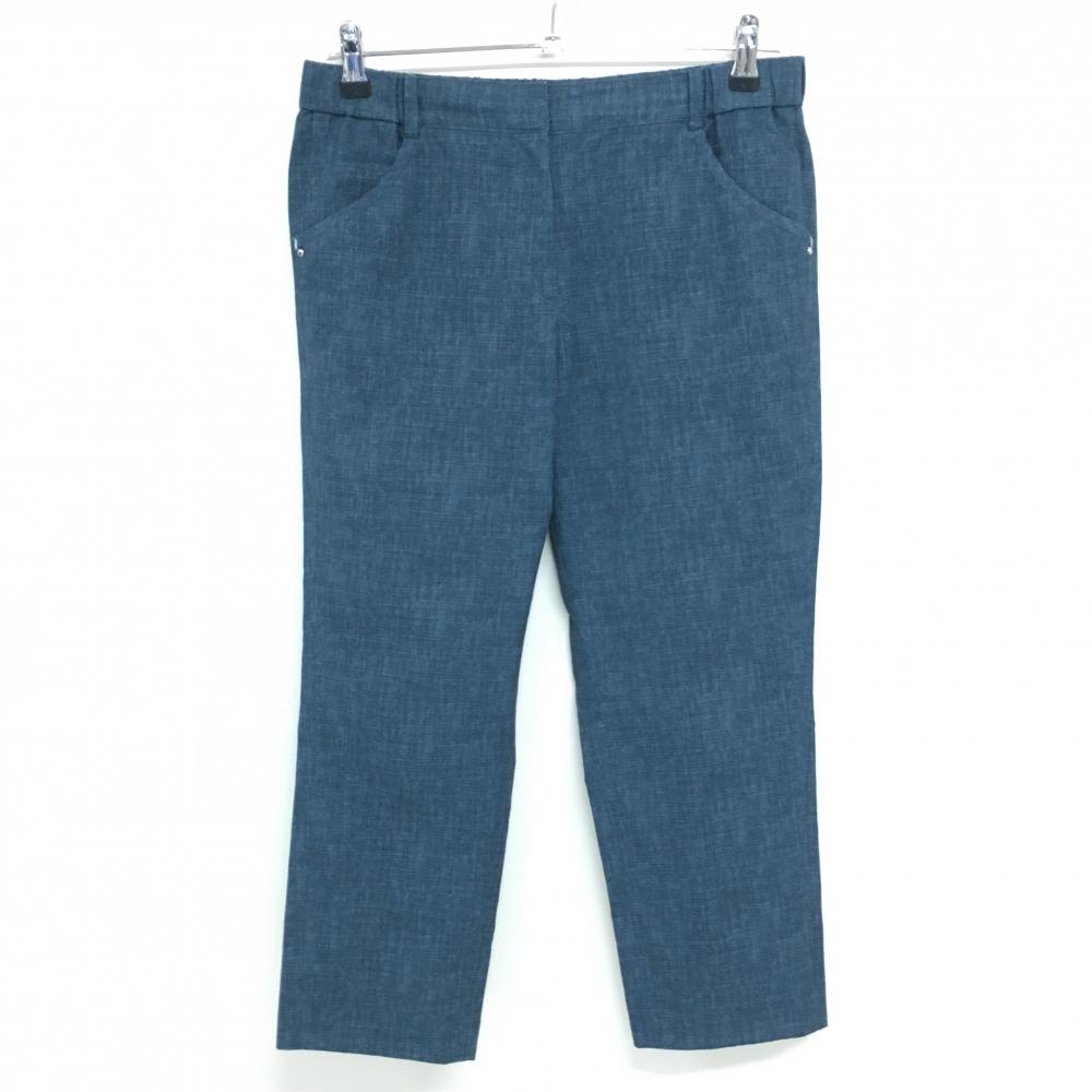 【超美品】ランバンスポール 七分丈パンツ 杢ネイビー ウエスト後ろゴム レディース 40(L) ゴルフウェア LANVIN SPORT