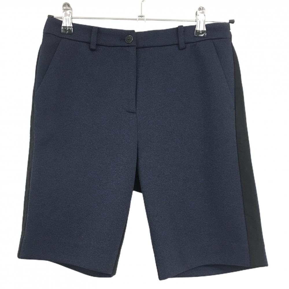 【超美品】ランバンスポール ショートパンツ ネイビー×黒 ストレッチ サイドライン  レディース 36(S) ゴルフウェア LANVIN SPORT