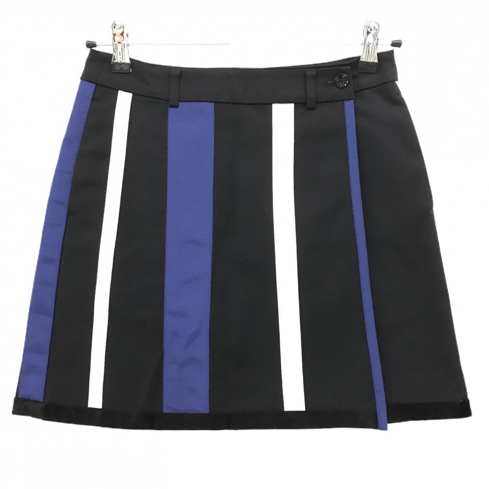 【超美品】ランバンスポール 巻きスカート ダークネイビー×白 前面ストライプ  レディース 36(S) ゴルフウェア LANVIN SPORT