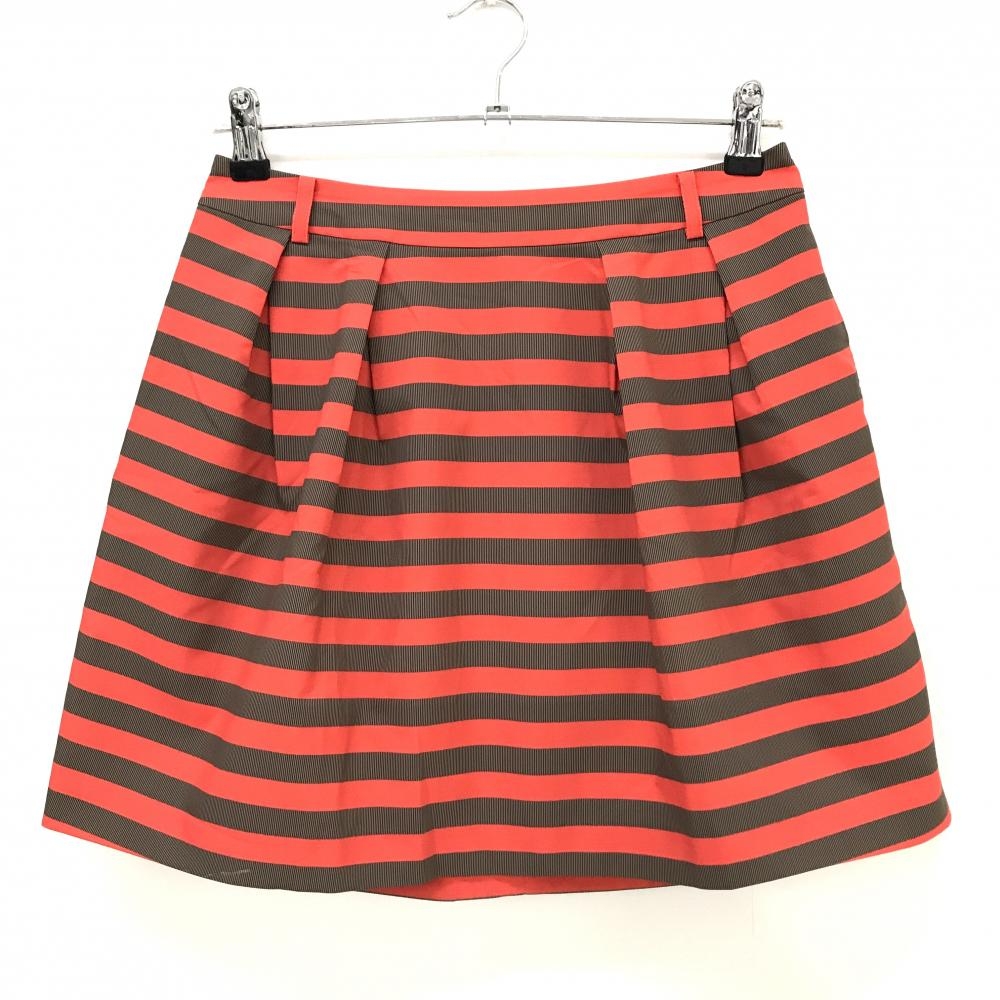 【美品】ランバンスポール スカート オレンジ系×カーキ ボーダー ロゴ刺しゅう  レディース 38(M) ゴルフウェア LANVIN SPORT