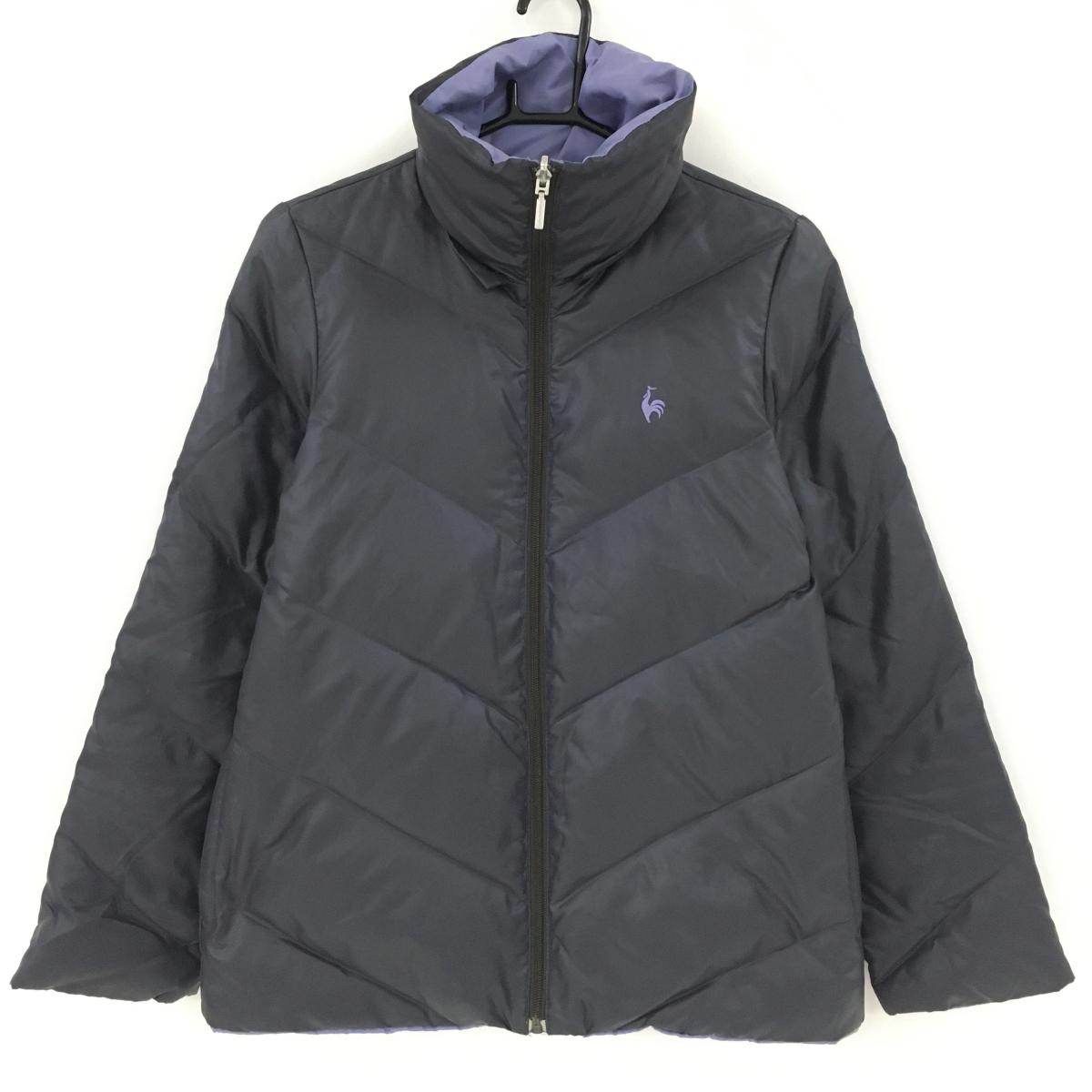 ルコック リバーシブルダウンジャケット ダークグレー 裏ライトパープル 軽量 レディース M ゴルフウェア le coq sportif