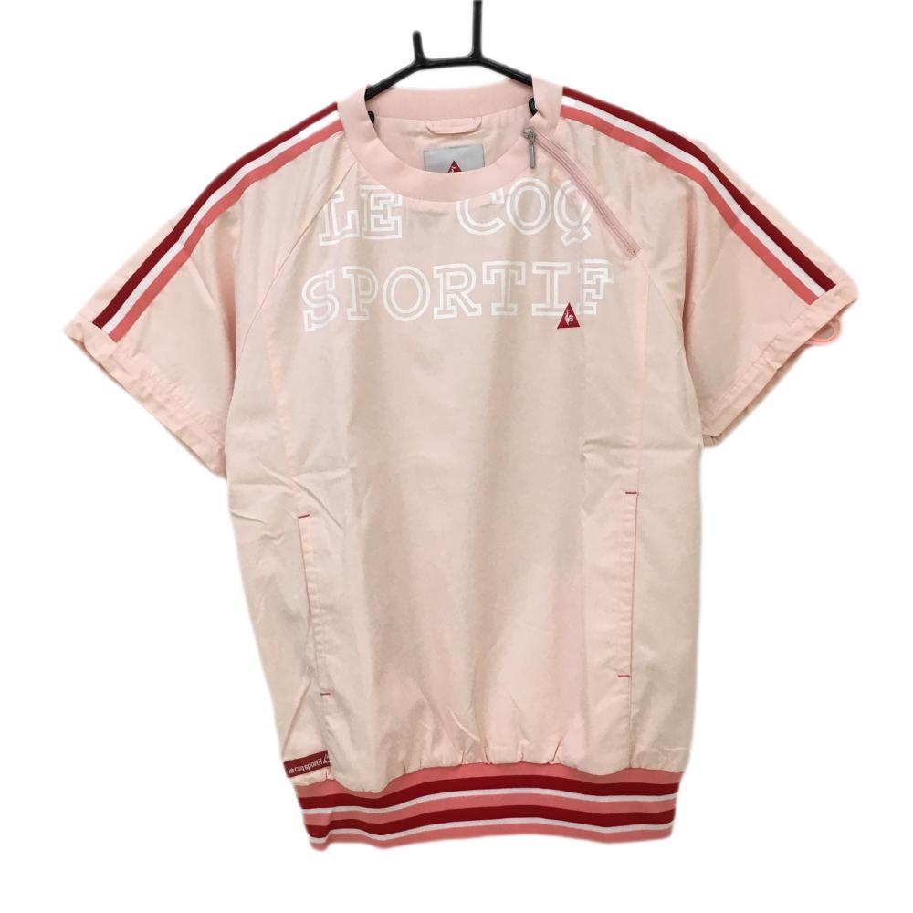【超美品】ルコック 半袖スニード ピンク×白 袖ライン 袖ドローコード  レディース S ゴルフウェア le coq sportif
