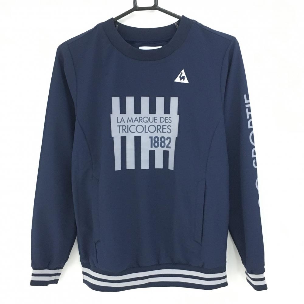 【超美品】ルコックゴルフ スニード ネイビー×グレー 袖ロゴ サイドジップ ブルゾン レディース S ゴルフウェア le coq sportif