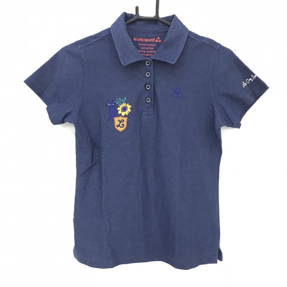 ルコック 半袖ポロシャツ ネイビー 胸・袖刺しゅう  レディース L ゴルフウェア le coq sportif