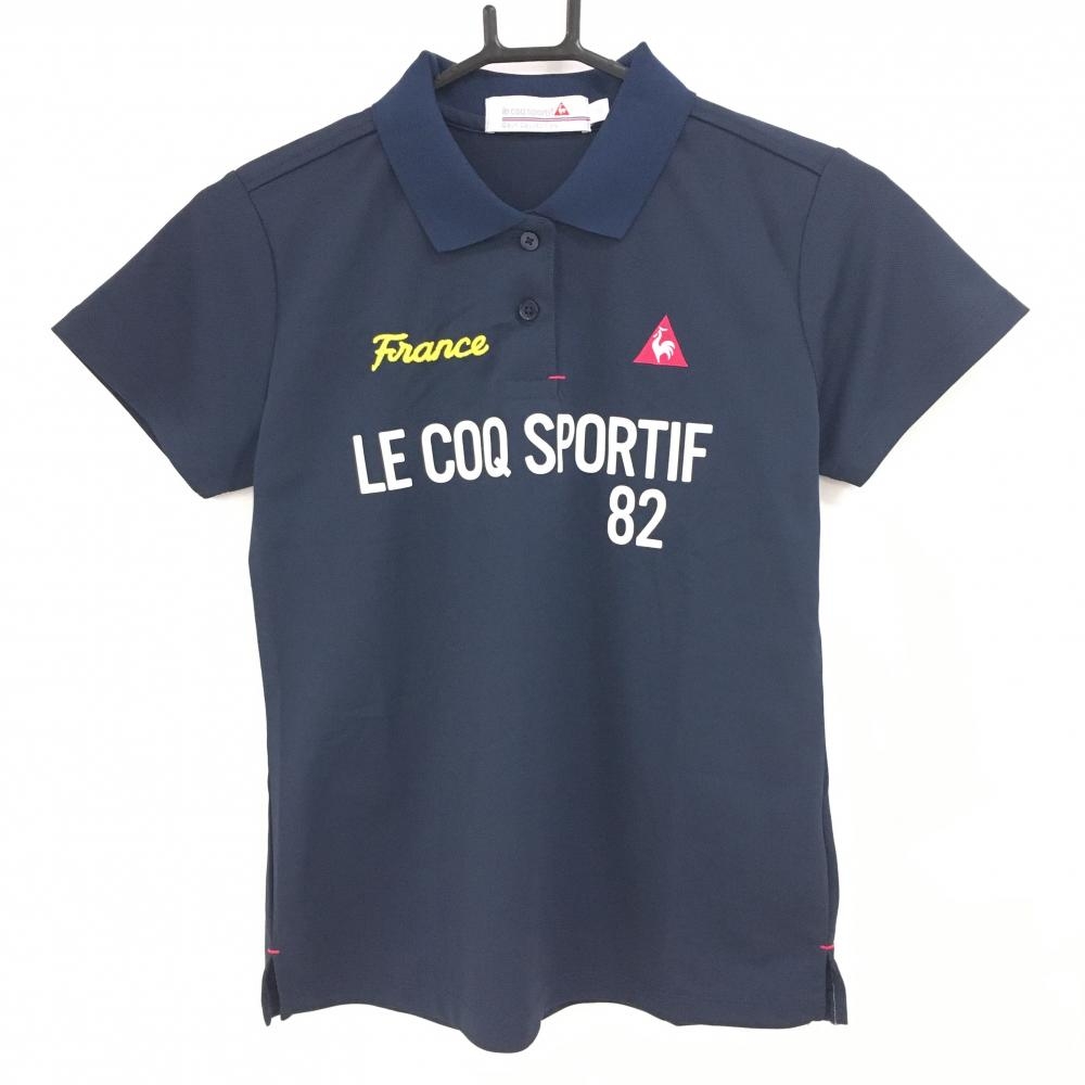 【美品】ルコック 半袖ポロシャツ ネイビー 胸元ロゴ  レディース M ゴルフウェア le coq sportif