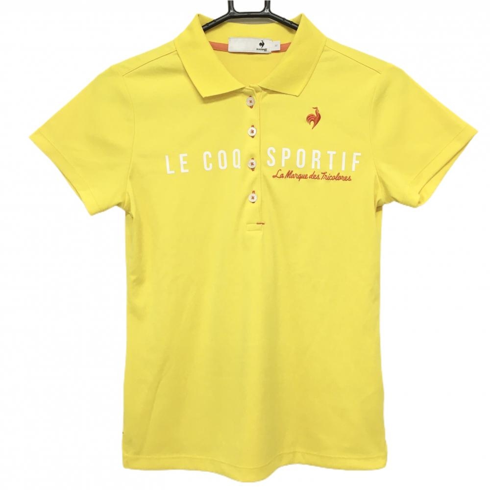 ルコックゴルフ 半袖ポロシャツ イエロー×オレンジ フロントロゴ レディース M ゴルフウェア le coq sportif