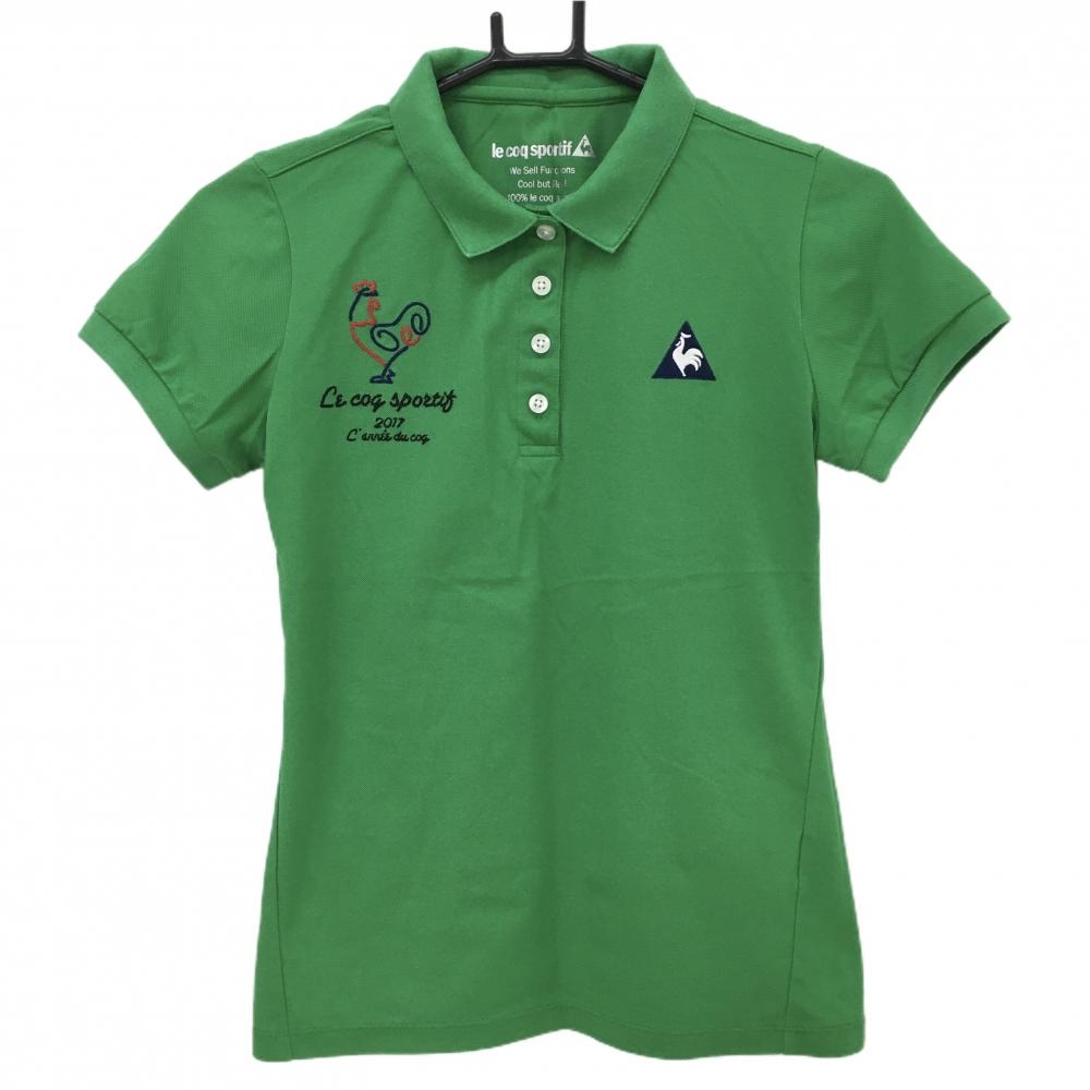 ルコックゴルフ 半袖ポロシャツ グリーン ロゴ刺しゅう  レディース M ゴルフウェア le coq sportif