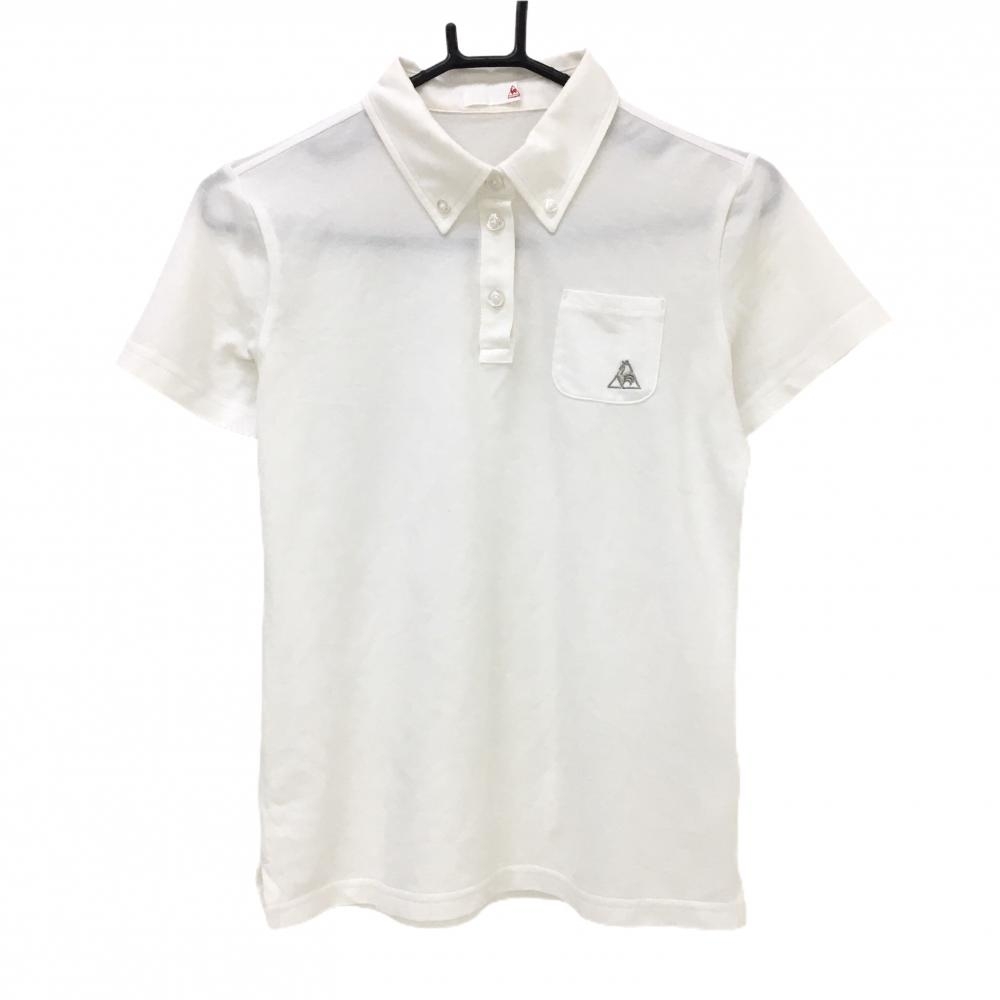 ルコック 半袖ポロシャツ 白 無地 胸ポケット ボタンダウン レディース M ゴルフウェア le coq sportif