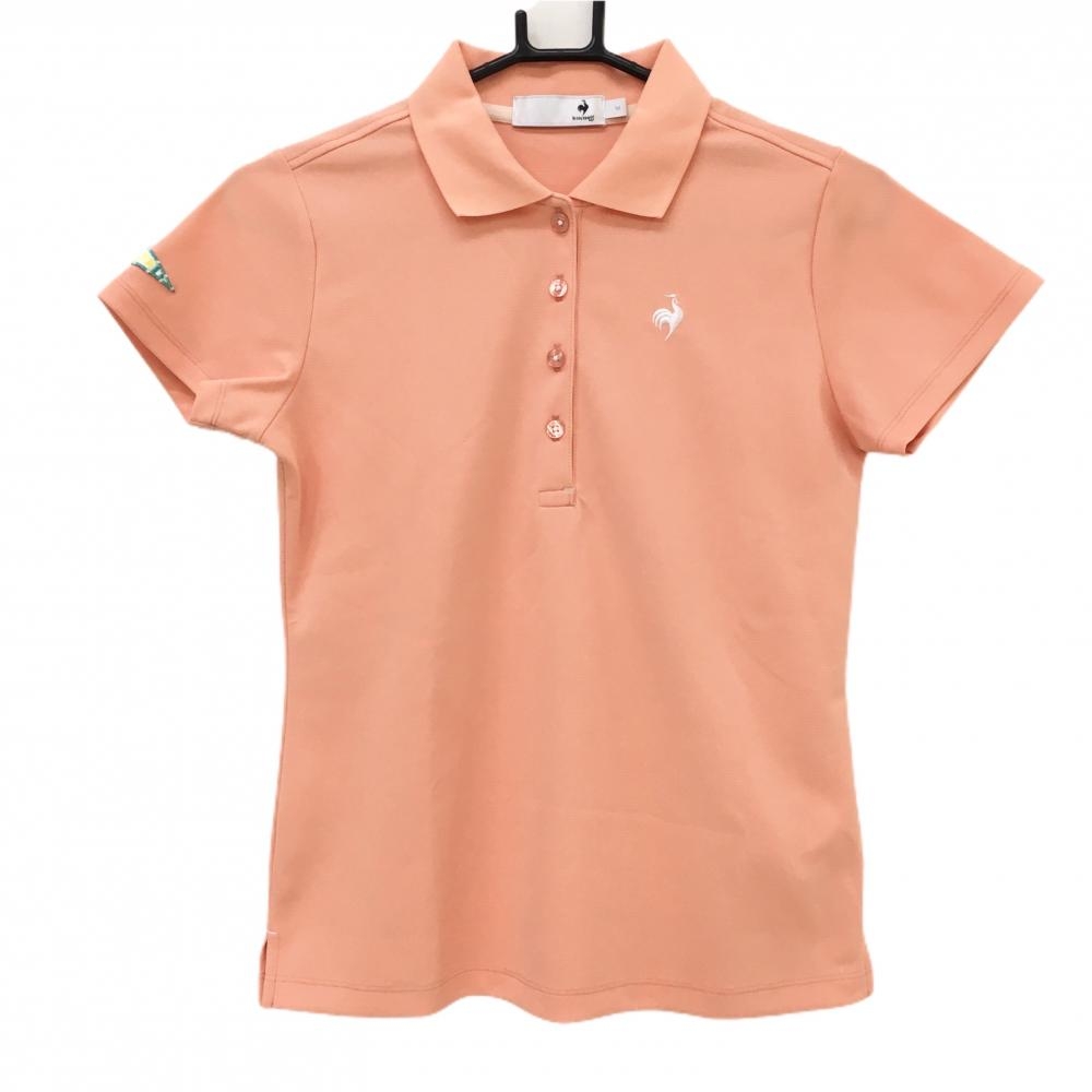 ルコックゴルフ 半袖ポロシャツ サーモンオレンジ バックプリント ロゴ白 レディース M ゴルフウェア le coq sportif