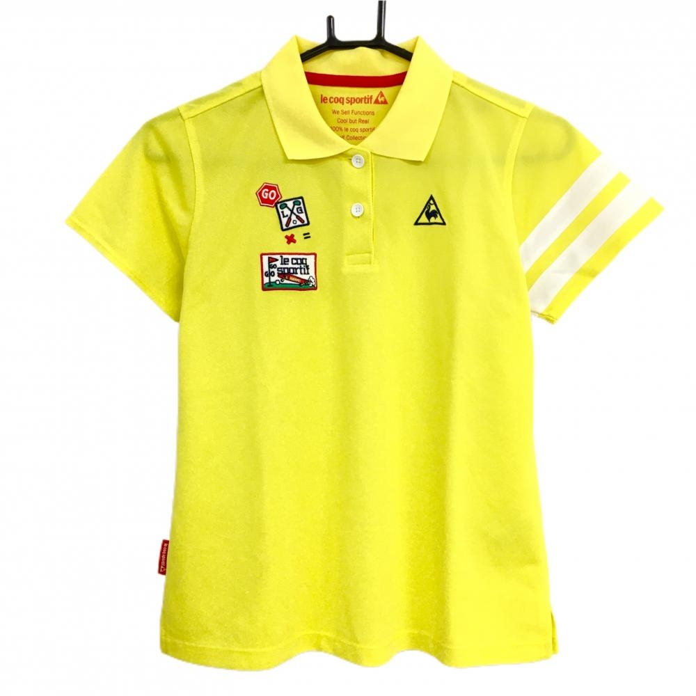 ルコックゴルフ 半袖ポロシャツ イエロー ワッペン レディース L ゴルフウェア le coq sportif