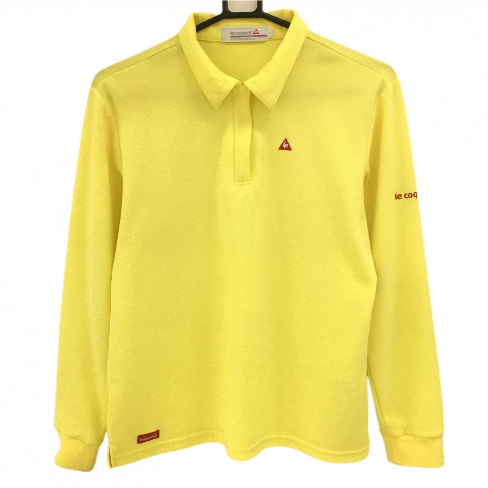 ルコックゴルフ 長袖ポロシャツ イエロー 織生地 ハーフジップ レディース L ゴルフウェア le coq sportif