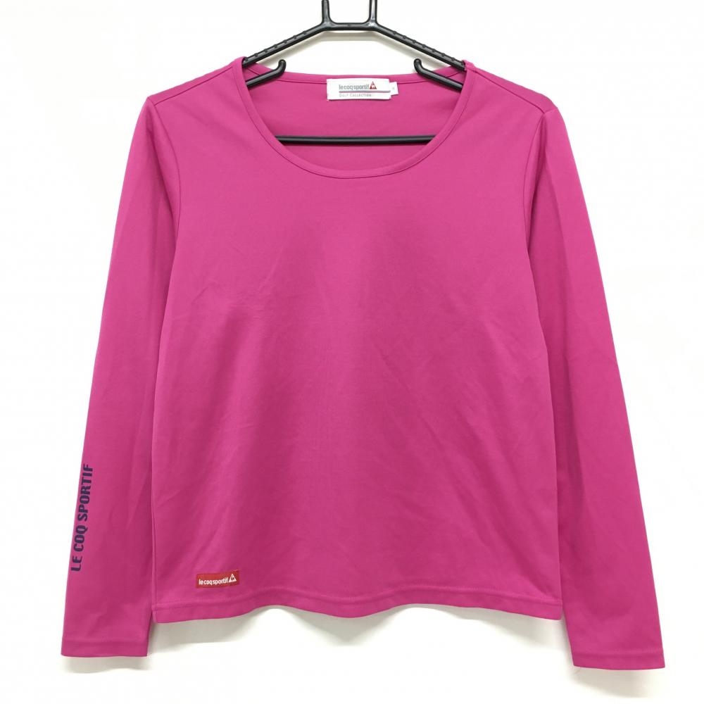 【超美品】ルコック 長袖シャツ パープル 袖ロゴプリント レディース M ゴルフウェア le coq sportif