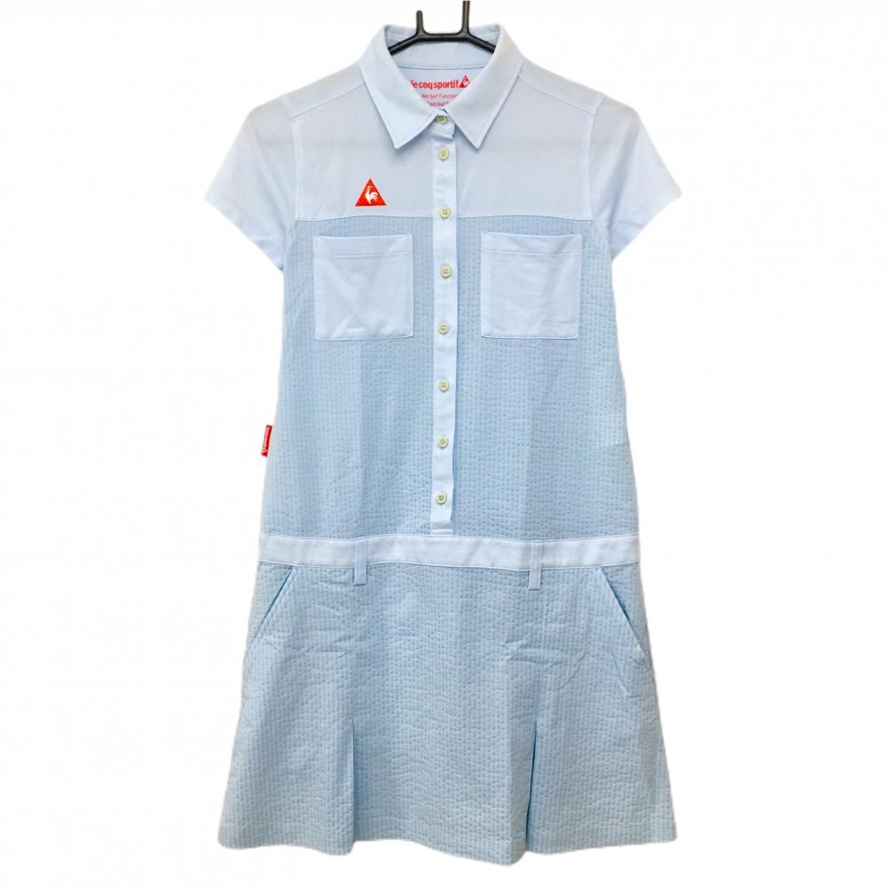 ルコックゴルフ 半袖ポロワンピース ライトブルー  レディース M ゴルフウェア le coq sportif
