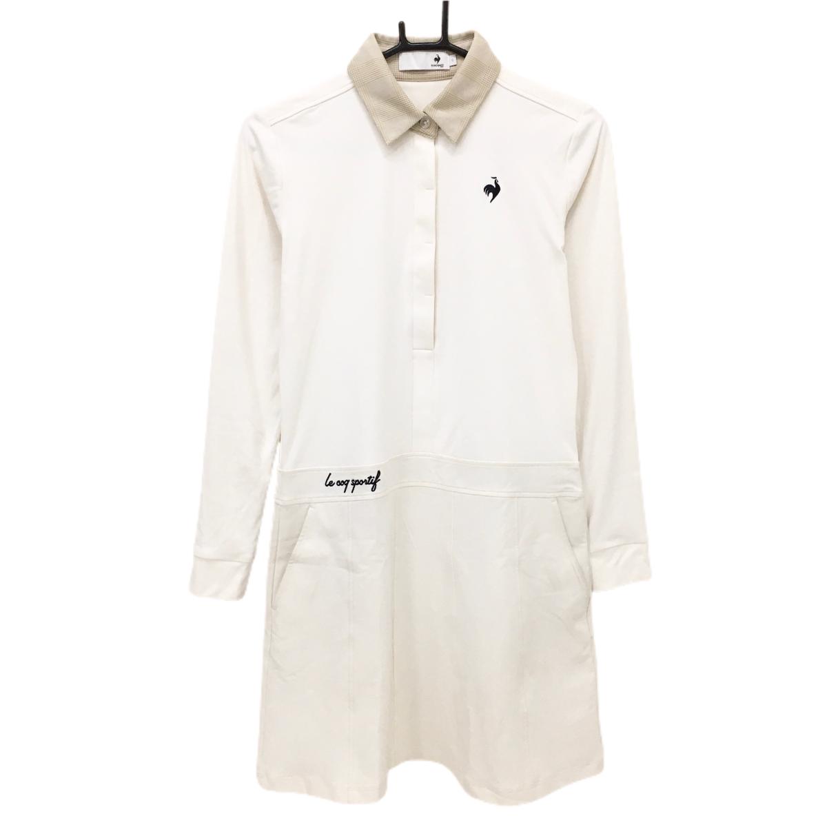 ルコックゴルフ ポロワンピース アイボリー 襟チェック レディース S ゴルフウェア 2024年モデル le coq sportif