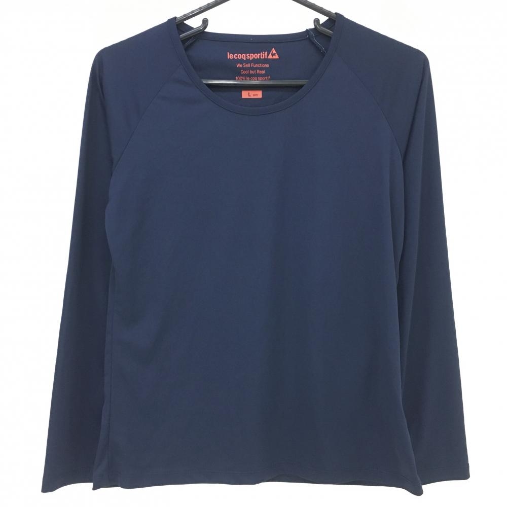 【超美品】ルコック インナーシャツ ネイビー Uネック 無地 レディース L ゴルフウェア le coq sportif