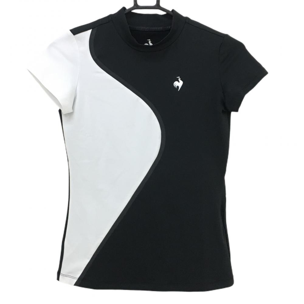 【超美品】ルコック 半袖ハイネックシャツ 黒×白 バイカラー  レディース XS ゴルフウェア 2022年モデル le coq sportif