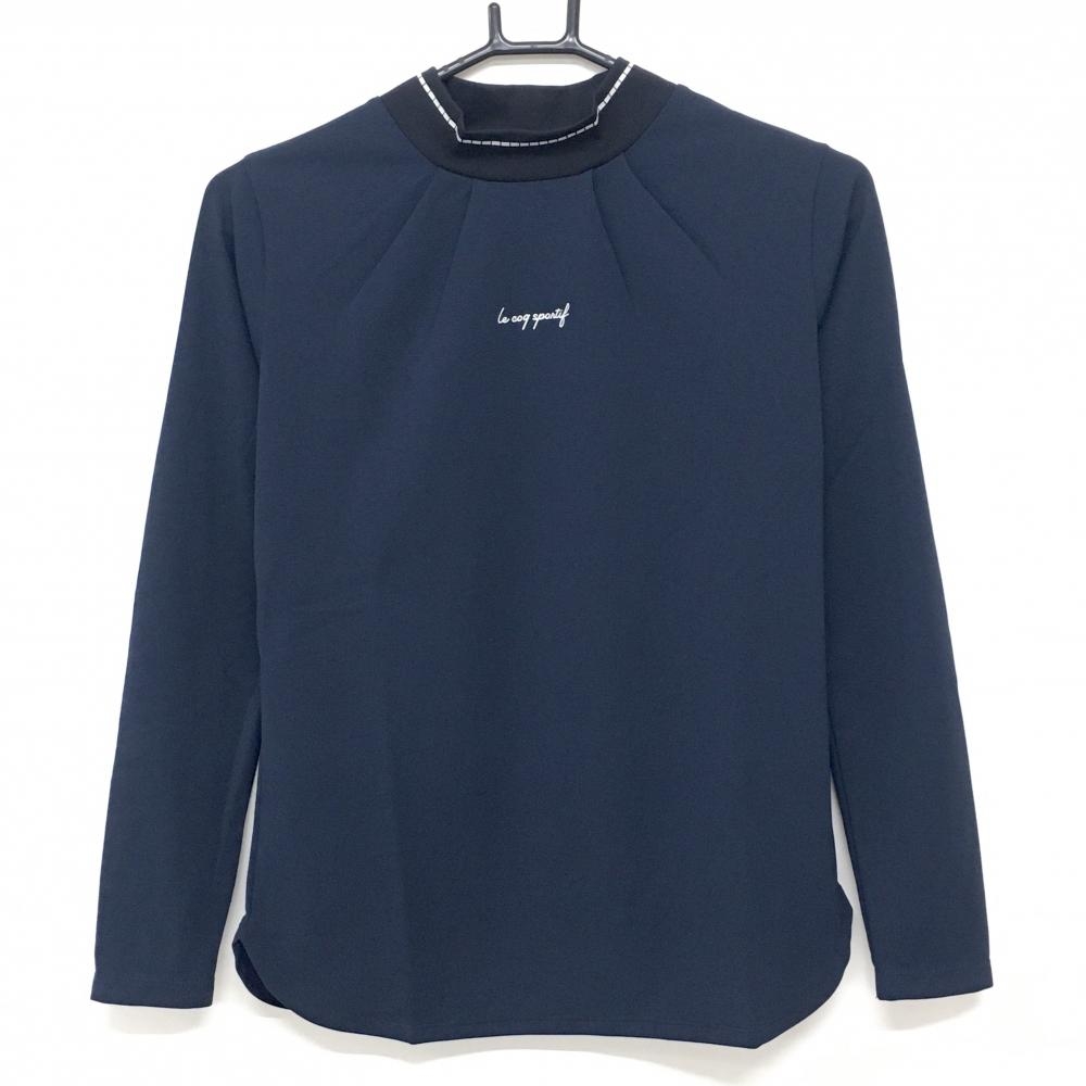 【超美品】ルコックゴルフ 長袖ハイネックシャツ ネイビー ストレッチ 吸汗速乾 レディース S ゴルフウェア 2024年モデル le coq sportif