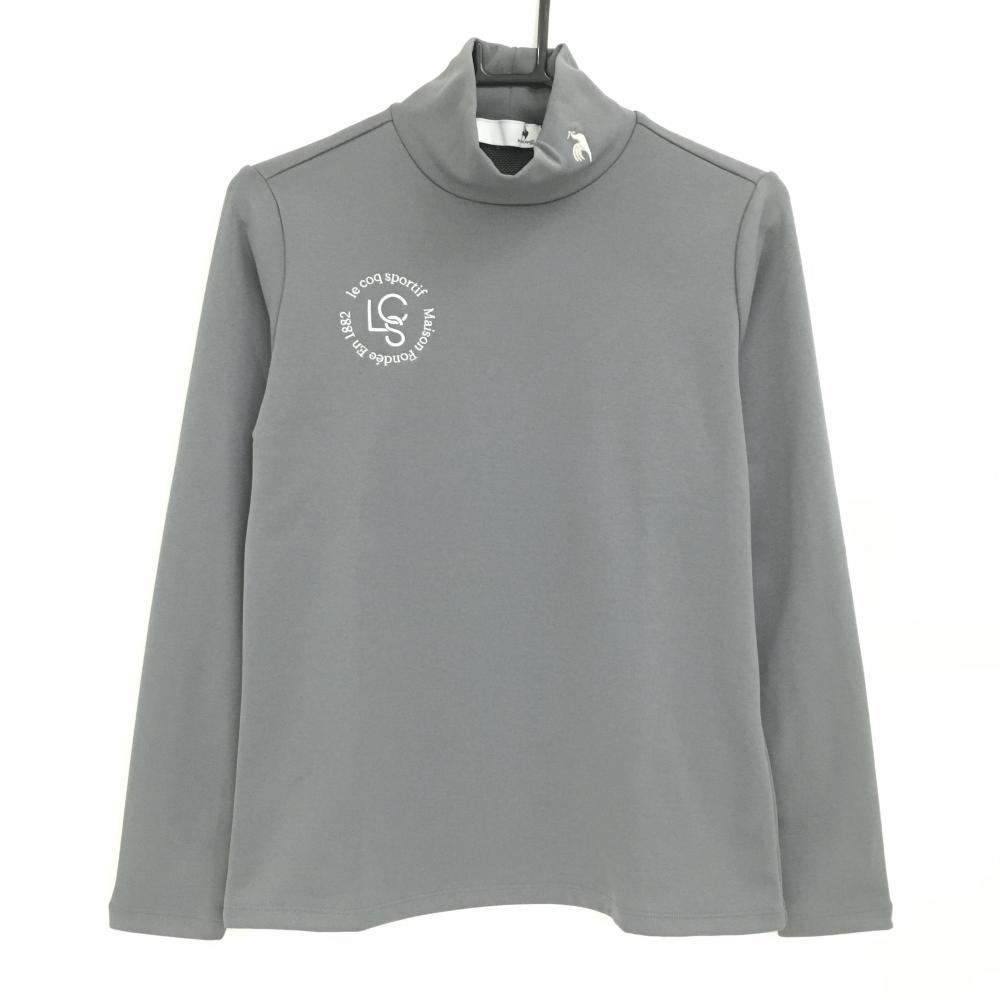 【新品】ルコックゴルフ 長袖ハイネックシャツ グレー ロゴ刺しゅう白 HEATNAVI  レディース M ゴルフウェア 2024年モデル le coq sportif